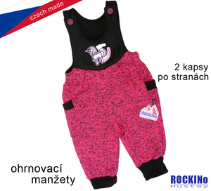 Detské tepláky zimné s trakmi ROCKINO veľ. 74,92 vzor 8222 - ružové