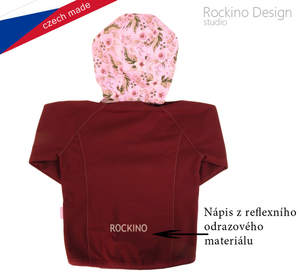 Softshellová detská bunda Rockino veľ. 122 vzor 8543 - tmavovínová kvet