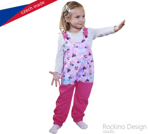 Detské tepláky s trakmi ROCKINO veľ. 74,80,98 vzor 8438 - ružové králičkovia