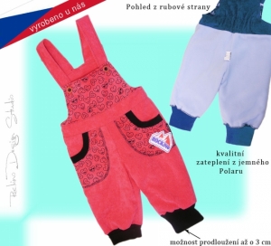Dětské zateplené kalhoty s laclem ROCKINO vel. 74 vzor 8103 - meruňkové