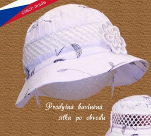 Dievčenský klobúk ROCKINO veľ. 50,52,54,56 vzor 3039 - biely s čiernou potlačou