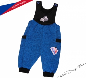 Dětské teplé kalhoty s laclem ROCKINO vel. 74,80,86,92 vzor 8154  - modročerné