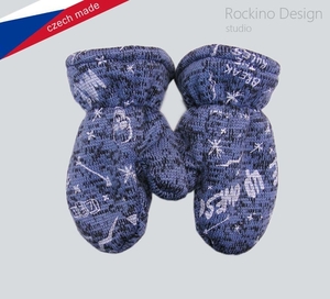 Dětské rukavičky (10-24 měsíců) ROCKINO ze svetroviny vzor 6314 vel. 1 - modré