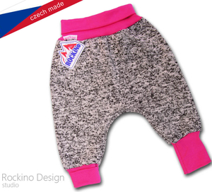 Dětské kalhoty "turkáče" ROCKINO vel. 62,68,74 vzor 8319 - šedorůžové