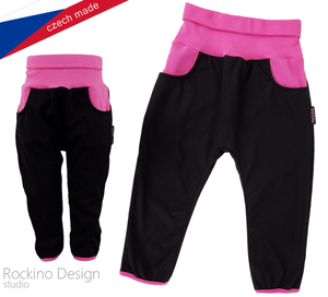 Dětské softshellové kalhoty ROCKINO vel. 86,92 vzor 8396 - černorůžové