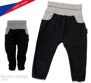 Dětské softshellové kalhoty ROCKINO vel. 68,74,80 vzor 8353 - černošedé