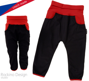 Dětské softshellové kalhoty ROCKINO vel. 68,74,80 vzor 8353 - černočervené