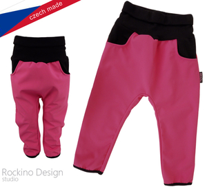 Dětské softshellové kalhoty ROCKINO vel. 68,74 vzor 8353 - růžovočerné