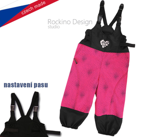 Detské softshellové zateplené nohavice ROCKINO s trakmi veľ. 80,86,92,98,104 vzor 8155 - ružovočierne