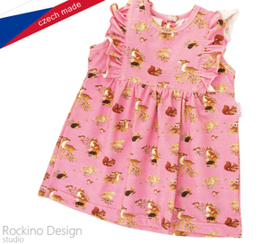 Dívčí letní šaty ROCKINO 02 vel. 56,68,80,86 vzor 8560 - růžové, lesní zvířátka