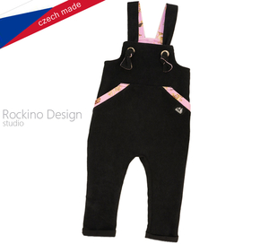 Dětské kalhoty s laclem ROCKINO - Hustey vel. 74,80,92,98 vzor 8527 - černé
