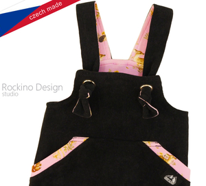Dětské kalhoty s laclem ROCKINO - Hustey vel. 74,80,92,98 vzor 8527 - černé