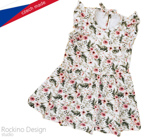 Dívčí šaty ROCKINO 04 vel. 110 vzor 8568 - bílé květ