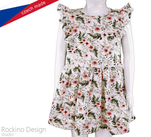Dívčí šaty ROCKINO 04 vel. 110 vzor 8568 - bílé květ