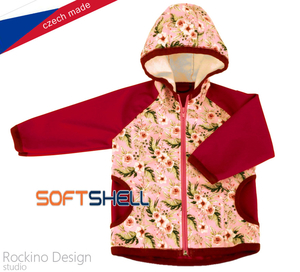 Softshellová dětská bunda Rockino vel. 110,116,122 vzor 8543 - světlevínová květ
