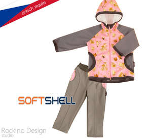 Softshellová dětská bunda Rockino vel. 86,92,98,104 vzor 8677 - šedá lesní zvířátka