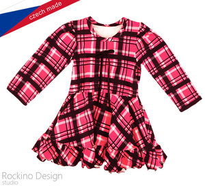 Dívčí šaty ROCKINO 05 vel. 104 vzor 8628 - růžovočerná kostka