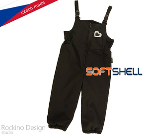 Detské softshellové zateplené nohavice ROCKINO s trakmi veľ. 80 vzor 8594 - čierne