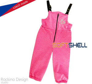 Dětské softshellové oteplovačky ROCKINO s laclem vel. 80,86,92 vzor 8594 - růžové melanž