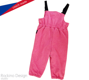 Dětské softshellové oteplovačky ROCKINO s laclem vel. 80,86,92 vzor 8594 - růžové melanž
