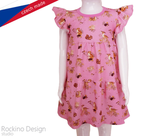 Dívčí letní šaty ROCKINO vel. 56,62,68,80,86 vzor 8786 - růžové, lesní zvířátka