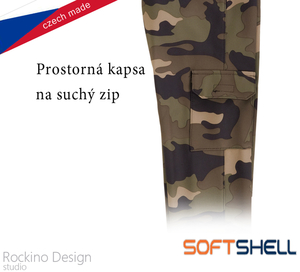Dětské softshellové kalhoty ROCKINO vel. 128 vzor 8700 - khaki