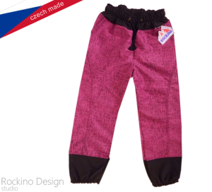 Dětské šusťákové kalhoty ROCKINO vel. 86,92,98,116,122 vzor 8130 - růžové žíhané