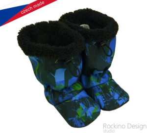 Softshellové capáčky s protiskluzem ROCKINO Premium Antislip vzor 6450 - modročerné