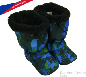 Softshellové capáčky s protiskluzem ROCKINO Premium Antislip vzor 6450 vel. 2,3 - modročerné