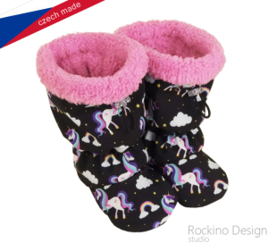 Softshellové capáčky s protiskluzem ROCKINO Premium Antislip vzor 6456 vel. 2,3 - jednorožci