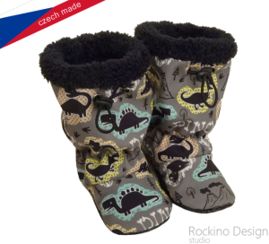 Softshellové capáčky s protiskluzem ROCKINO Premium Antislip vzor 6442 - dino