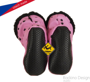 Softshellové capáčky s protiskluzem ROCKINO Premium Antislip vzor 6457 vel. 2,3 - růžové puntík