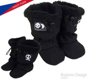 Softshellové capáčky s protiskluzem ROCKINO Premium Antislip vzor 6453 vel. 2,3 - černočerné Panda