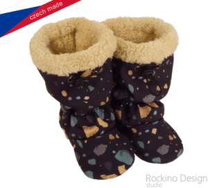 Softshellové capáčky s protiskluzem ROCKINO Premium Antislip vzor 6449  vel. 2,3 - béžové kameny N