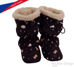 Softshellové capáčky s protiskluzem ROCKINO Premium Antislip vzor 6459  vel. 2,3 - černé kameny S