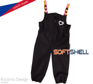 Detské softshellové zateplené nohavice ROCKINO s trakmi veľ. 80,86,92 vzor 8834 - čierne