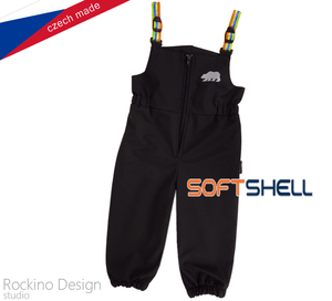 Detské softshellové zateplené nohavice ROCKINO s trakmi veľ. 80,86,92 vzor 8836 - čierne