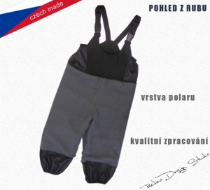 Dětské softshellové zateplené kalhoty ROCKINO s laclem vel. 86,92,98,104 vzor 8155 - šedočerné