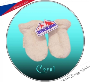 Detské rukavičky (0-10 mesiacov) ROCKINO materiál Coral veľ.0 smotanové