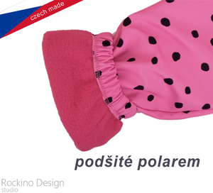 Dětské softshellové oteplovačky ROCKINO s laclem vel. 80,86,92 vzor 8595 - růžové puntík