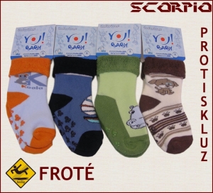 01 Chlapecké ponožky SCORPIO  protiskluzové froté, velikost 7-14 měsíců 4 PÁRY
