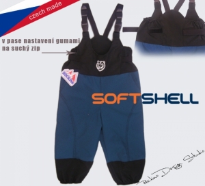 Dětské softshellové zateplené kalhoty ROCKINO s laclem vel. 92,98,104 vzor 8184 - modročerné