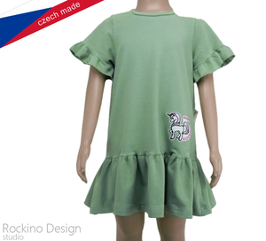 Dívčí letní šaty ROCKINO vel. 116,122,128,134 vzor 8774 - olivové