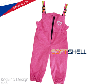 Detské softshellové zateplené nohavice ROCKINO s trakmi veľ. 86,92 vzor 8834 - ružové