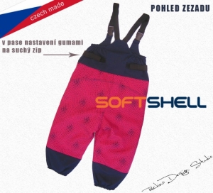 Detské softshellové zateplené nohavice ROCKINO s trakmi veľ. 86,92,98,104 vzor 8155 - ružovomodré