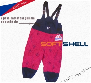 Detské softshellové zateplené nohavice ROCKINO s trakmi veľ. 92,104 vzor 8155 - ružovomodré