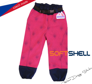 Dětské softshellové oteplovačky ROCKINO vel. 98 vzor 8156 - růžovomodré