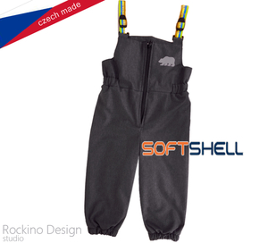 Detské softshellové zateplené nohavice ROCKINO s trakmi veľ. 80,86,92 vzor 8836 - sivé žíhané