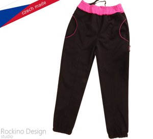 Dětské softshellové kalhoty ROCKINO vel. 110,116 vzor 8969 - černorůžové