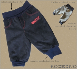 Dětské zateplené kalhoty ROCKINO modré vel. 74 vzor 8003